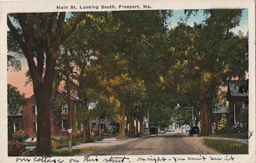 Postcard Main St Looking South Freeport Me