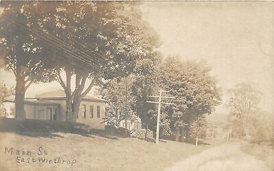 H90/ East Winthrop Maine Rppc Postcard C1910 Main Street Homes 118