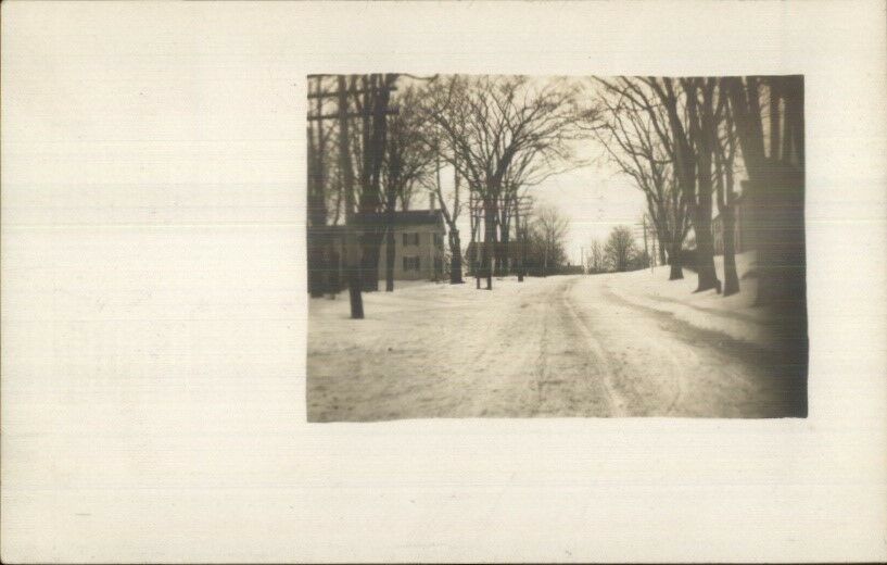 Winterport Me (written On Back) Road In Winter C1910 Real Photo Postcard