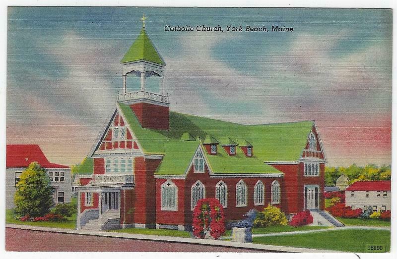 Catholic Church, York Beach, Maine Unused Vintage Postcard